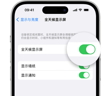 淮安苹果15预约维修分享iPhone15如何设置全天候显示屏幕可见 