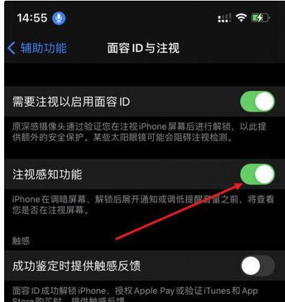 淮安苹果14维修网点分享iPhone14注视感知功能有什么用 