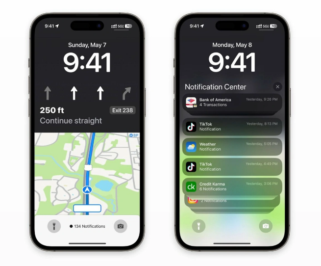 淮安苹果维修服务分享iOS17锁屏地图导航半屏显示长什么样 